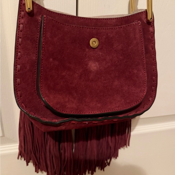 Vintage Burgundy Suede Fringe Bag - Picture 3 of 16